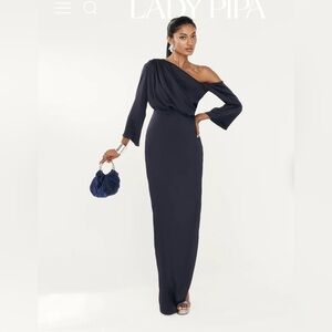 Navy One Shoulder Gown